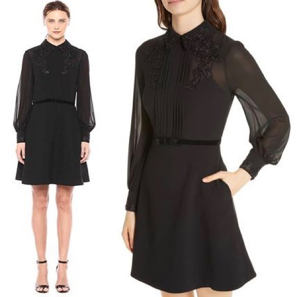 NWT Ted Baker Amaali lacy black dress - 12 - Picture 4 of 8